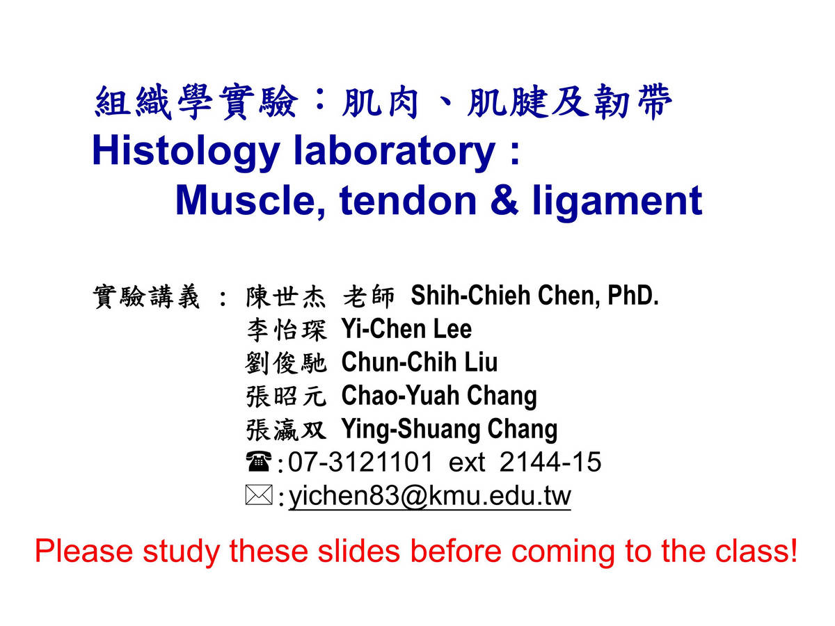 block6-2_01.jpg - Muscle, tendon & ligamentShih-Chieh Chen, PhD.Yi-Chen Lee, Ming-Lan Chang,  Chun-Chih Liu, Chao-Yuah Chang07-3121101 ext 2144-17 ; yichen83@kmu.edu.tw